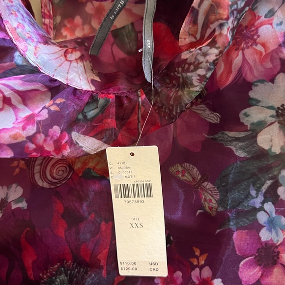 NWT Anthropologie Organza Blouse Purple Motiff Sz XXS - Picture 12 of 13